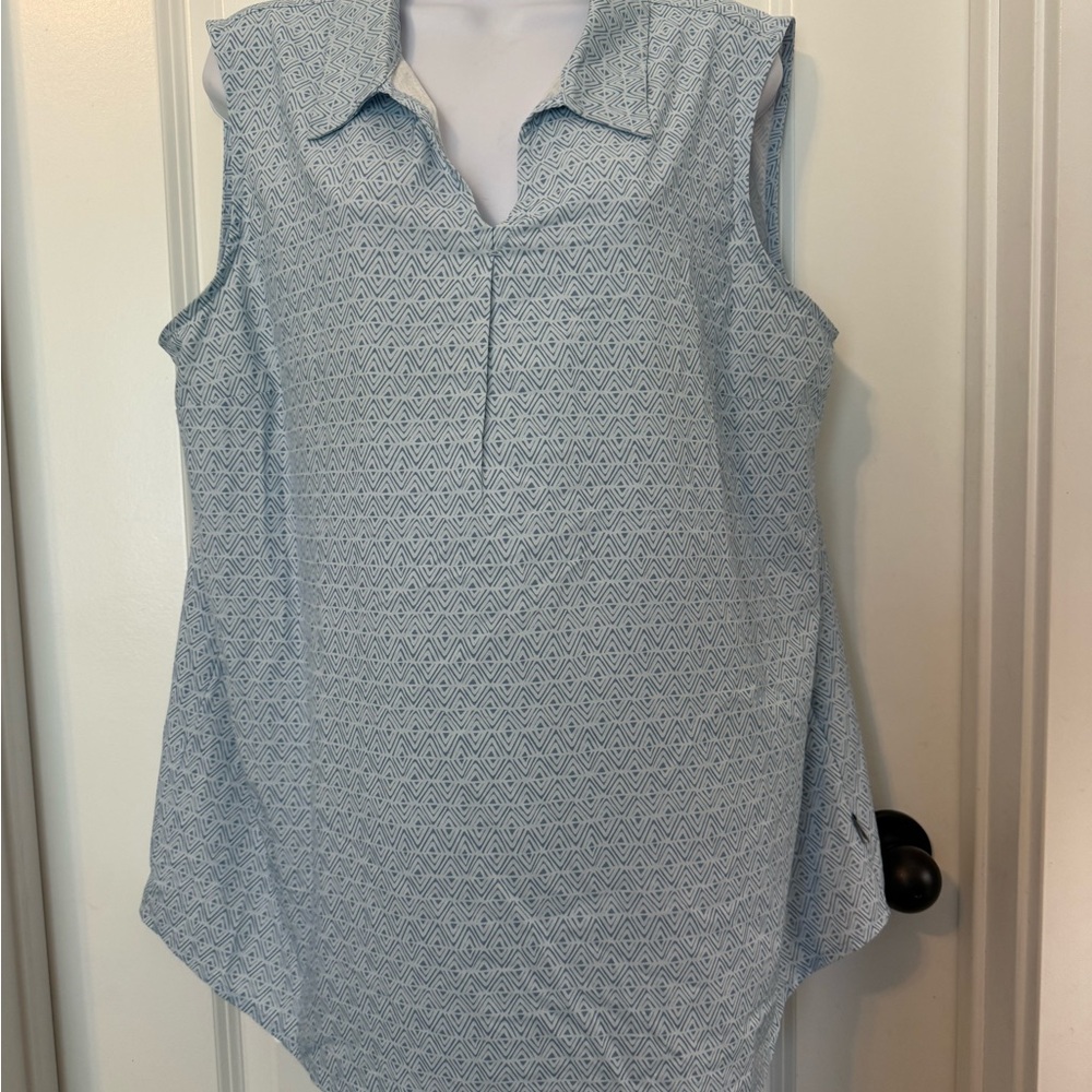 Eddie Bauer Gray Sleeveless Polo Blouse